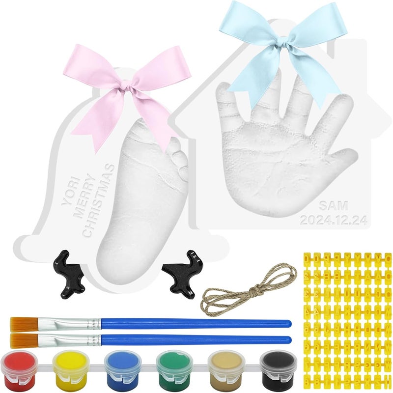 kimitimi Baby Handprint Footprint Keepsake Ornament Kit, Personalized Baby Foot Printing Kit for Newborn Clay Impression Handmade DIY Imagination to Create - Image 1